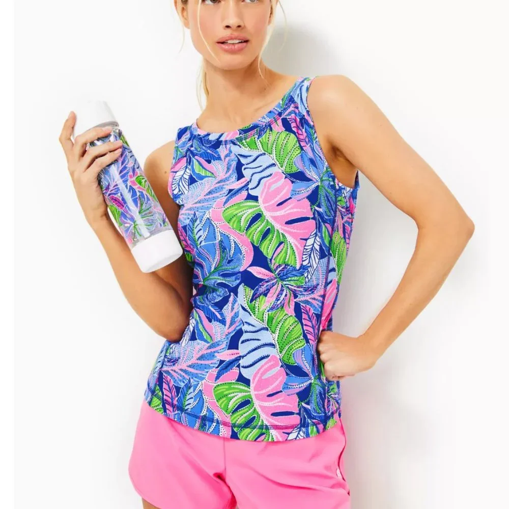 NWT Lilly Pulitzer Blue Grotto Beleaf in Yourself Water Bottle 24 oz